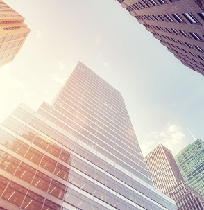 A picture of five high rise hotels.